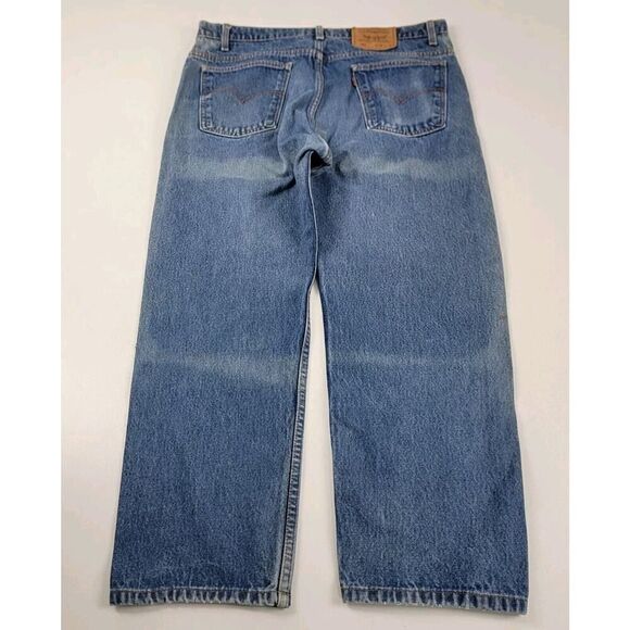 Vintage 90s Levi’s 505 Orange Tab Straight Leg Denim Distressed Jeans Sz 36x26 - Picture 1 of 16
